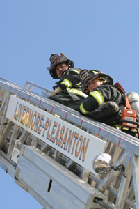 Firefighter on ladder