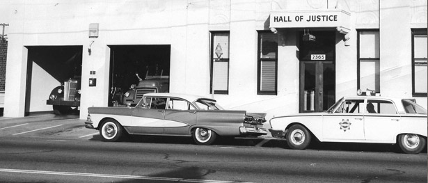 Black-and-White Photo of the Hall of Justice